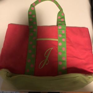Pink and green J bag